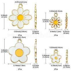 8個4スタイルアロイエナメルチャーム  花  ライトゴールド  ホワイト  12.5~23x10~20.5x1.2~1.5mm  穴：1.6~2mm  2個/スタイル&nbsp;ENAM-YW0003-11