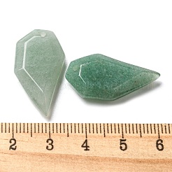 天然石グリーンアベンチュリンペンダント  ファセットカットのハーフハートチャーム  27x14x5.5mm  穴：1.5mm&nbsp;G-G052-A03