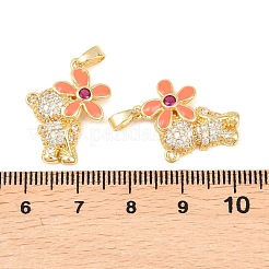Brass Micro Pave Clear Cubic Zirconia Pendants&nbsp;KK-F931-19G
