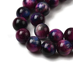 天然石タイガーアイビーズ連売り  染め＆加熱  ラウンド  フクシア  6mm  穴：1mm  約60~62個/連  14.96''（38センチメートル）&nbsp;G-F561-6mm-B09