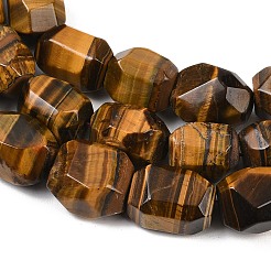 天然石タイガーアイビーズ連売り  オーバル  多面カット  シードビーズで  13~19x11~15.5x11~14mm  穴：0.8~1.2mm  約17~23個/連  15.35''~15.75''（39~40センチメートル）&nbsp;G-Z147-E05-01