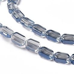 電気メッキガラスビーズセット  パール光沢メッキ  長方形  ライトスチールブルー  9.5x6~6.5x3.5mm  穴：1mm  約68個/連  25.59''（65センチメートル）&nbsp;EGLA-L042-PL04