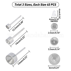 304ステンレススチールスタッドピアス金具  プラスチック製のピアスキャッチで  ステンレス鋼色  260個/箱&nbsp;STAS-UN0021-16P