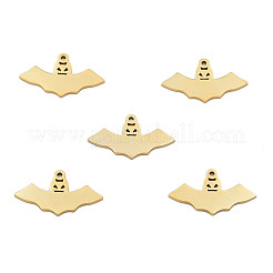 イオンプレーティング（IP）201ステンレスペンダント  ハロウィンスタイル  バット  18KGP本金メッキ  14x25x1mm  穴：1.4mm&nbsp;STAS-N098-090LG