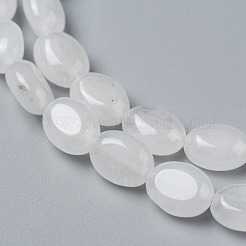 天然石ホワイトジェイドビーズ連売り  オーバル  8x6x3.5~4mm  穴：1mm  約45~52個/連  15.16~15.74インチ（38.5~40cm）&nbsp;G-Z006-A34