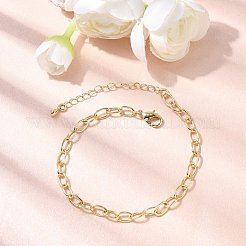 女性用真鍮リンクアズキチェーンブレスレット  ラックめっき  鉛フリー＆カドミウムフリー  長持ちメッキ  18KGP本金メッキ  6-3/4インチ（17.2cm）&nbsp;BJEW-A065-01G