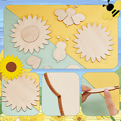 8セット2スタイルの未完成の木製切り抜き  DIY 絵画プロジェクト アート クラフト  混合図形  49~150x48~150x3mm  4セット/スタイル&nbsp;DIY-GA0007-68