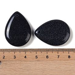 合成ブルーゴールドストーン青金砂石ペンダント  ティアドロップチャーム  33~33.5x24.5~25x7.5~8mm  穴：2~2.3mm&nbsp;G-G115-02G
