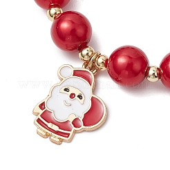 Christmas Theme ABS Plastic Imitation Pearl Link & Charm Bracelets&nbsp;BJEW-JB11115