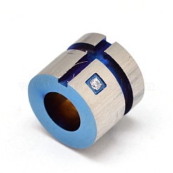 304ステンレススチールラインストーンヨーロピアンビーズ  コラム  ミックスカラー  10x11.5mm  穴：5.7mm&nbsp;OPDL-D005-M