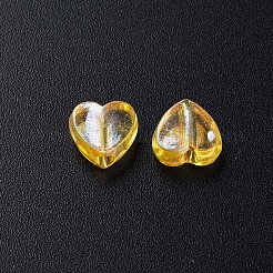 透明なアクリルビーズ  ABカラーメッキ  ハート  ゴールド  7.5x8x3mm  穴：1.8mm  約2497個/345g&nbsp;LS-MACR-S373-114-C06