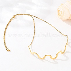 304 Stainless Steel Wavy Line Choker Slider Necklaces&nbsp;NJEW-Z106-01G