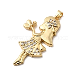 Brass Micro Pave Cubic Zirconia Pendants&nbsp;KK-H519-02A-G