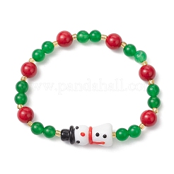 Natural Dyed Mashan Jade Gemstone Beaded Stretch Bracelets&nbsp;BJEW-MZ00193