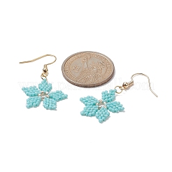 Glass Seed Braided Snowflake Dangle Earrings&nbsp;EJEW-MZ00069-02