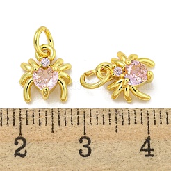 Rack Plating Brass Micro Pave Cubic Zirconia Spider Charms&nbsp;ZIRC-I065-02B