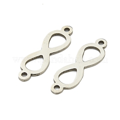変色しない201ステンレススチールコネクタチャーム  無限のリンク  ステンレス鋼色  20.5x6x1mm  穴：1.2mm&nbsp;STAS-M015-17P