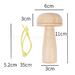 木製かがりキノコ  穴補修サポートツール  針の保管  針とゴム紐付き  小麦  60x110mm&nbsp;PW-WG15661-01