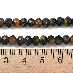 天然石タイガーアイビーズ連売り  多面カット  ロンデル  染め＆加熱  ブルー  5.5~6.5x4.5mm  穴：1mm  約91~94個/連  15.35''（39cm）〜15.43''（39.2cm）&nbsp;G-D344-A20-02