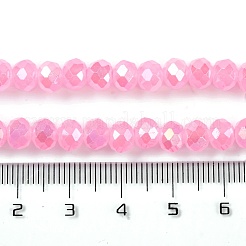 電気メッキガラスビーズ連売りを焼く  ABカラー  多面カット  ロンデル  ショッキングピンク  10x8mm  穴：1mm  約60~61個/連  46~48cm&nbsp;DGLA-A039-J10mm-B16