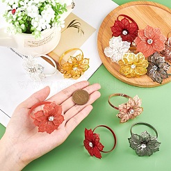 12色の合金製ナプキンリング6個  ナプキンホルダー装飾  レストランデイリーアクセシロエス  花  ミックスカラー  52x52mm  2個/カラー&nbsp;AJEW-GF0002-70
