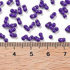 焼付塗装ガラスシードビーズ  ピーナッツ  青紫色  2~2.5x4x2mm  穴：0.8mm  約15000個/ポンド&nbsp;SEED-A033-04O