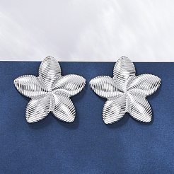 女性用304ステンレススチールスタッドピアス  花  ステンレス鋼色  36.5x38.5mm&nbsp;EJEW-K306-19P
