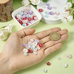 96個 12スタイル 不透明樹脂パヴェラインストーンカボション  花  ミックスカラー  8~11x8~11x3~3.5mm  8個/スタイル&nbsp;RESI-TA0002-33