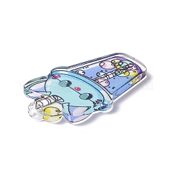 透明プリントアクリルパーツ  ミルクティー  ライトブルー  42x22.5x3mm  穴：2.6mm&nbsp;LS-TACR-G042-01E