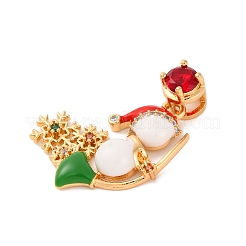 Christmas Theme Brass Micro Pave Cubic Zirconia Pendants&nbsp;KK-C076-27G-03