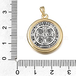 宗教真鍮ペンダント  聖ベネディクトのメダルチャーム  アンティークシルバー＆ゴールデン  24.5x21.5x3.5mm  穴：4x2.5mm&nbsp;KK-CBA7EC9-01A