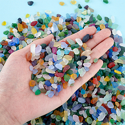 すりガラスビーズ450g  水族館の装飾/子供のレクリエーションゲーム  ナゲット  ミックスカラー  8~13mm&nbsp;FGLA-PH0001-12