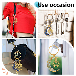 14Pcs 7 Styles Chakra Theme Moon & Star Alloy Gemstone Keychain&nbsp;KEYC-GO00011