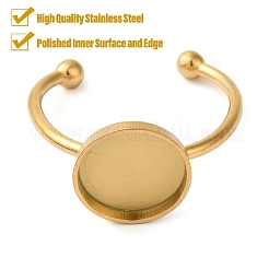 304 Stainless Steel Flat Round Pad Ring Setting&nbsp;STAS-I306-05C-G