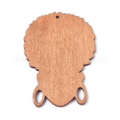 木製の大きなペンダント  女性  バリーウッド  64x46x2.5mm  穴：2mm&nbsp;X-WOOD-WH0100-67J