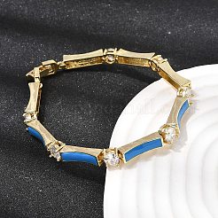 Brass Micro Pave Clear Cubic Zirconia Link Chain Bracelets for Women&nbsp;BJEW-H639-04G