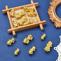 15 個 3 スタイル合金ビーズ  中国語キャラクターカイとピクシー  ゴールドカラー  15~25x7~12x7~10mm  穴：2~3mm  5個/スタイル&nbsp;FIND-YW0010-56