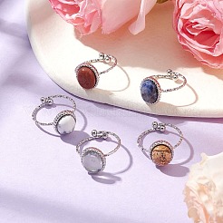 Oval Natural & Synthetic Gemstone Finger Rings&nbsp;RJEW-JR00748-02