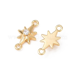 Brass Pave Clear Cubic Zirconia Connector Charms&nbsp;KK-H524-14G