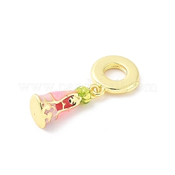 真鍮エナメルバージンヨーロピアンダングルチャーム  大穴ペンダント  18KGP本金メッキ  長持ちメッキ  カドミウムフリー＆鉛フリー  ラックめっき  ピンク  25mm  穴：4.4mm&nbsp;KK-Z101-03G-01