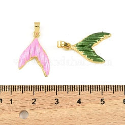 真鍮製エナメルペンダント  フィッシュテールチャーム  ゴールドカラー  ミックスカラー  19x14.5x3mm  穴：2x4.5mm&nbsp;KK-I477-07G
