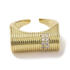 Brass Micro Pave Cubic Zirconia Open Cuff Ring&nbsp;RJEW-K256-46G