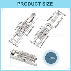 真鍮マイクロパヴェクリアキュービックジルコニア時計バンド留め金10個  正方形  プラチナ  17x6x3mm&nbsp;KK-PH0014-30P