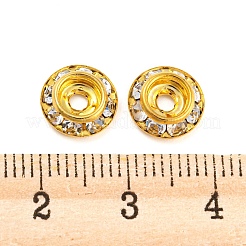 真鍮クリスタルラインストーンビーズ  カドミウムフリー＆鉛フリー  フラットラウンド  ゴールドカラー  9x2.5mm  穴：1.6~2mm&nbsp;RB-F035-06A-G
