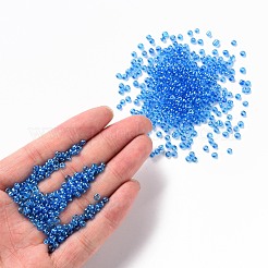 （詰め替えサービスあり）ガラスシードビーズ  トランス。光沢の色  ラウンド  ligoht blue  8/0  3mm  穴：1mm  約12 G /袋&nbsp;SEED-C015-3mm-103B