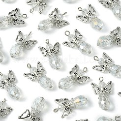 ガラスのペンダント  合金と鉄パーツ  天使  アンティークシルバー＆プラチナ  30mm  穴：2mm&nbsp;PALLOY-FZ00013