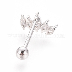 Anti-Tarnish Rhodium Plated 925 Sterling Silver Barbell Cartilage Earrings&nbsp;STER-I018-01P