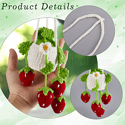 Strawberry Basket Woolen Yarn Pendant Decorations&nbsp;AJEW-WH20006-240B