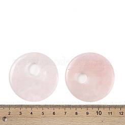天然石ローズクォーツペンダント  ドーナツ/円盤チャーム  45x5~7mm  穴：10.5mm&nbsp;G-C140-10C