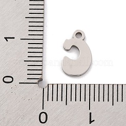 変色しない201ステンレススチールチャーム  レーザー切断  レターチャーム  文字C  10.5x6.5x1mm  穴：1.2mm&nbsp;STAS-U016-01P-C
